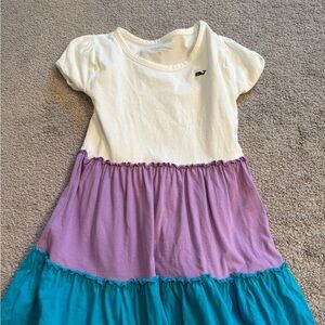 Vineyard Vines Kids Dress in Cream, Purple, and Blue